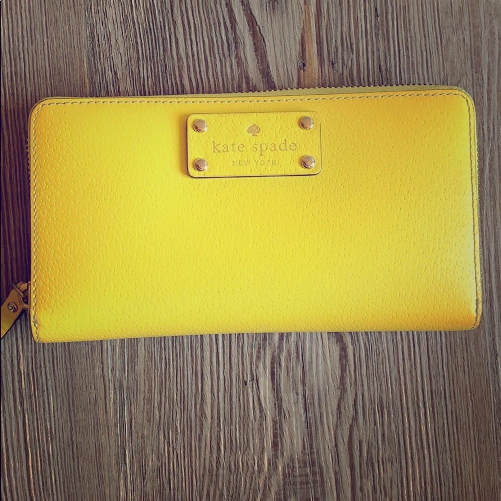 kate spade Yellow Zip Around Wallet